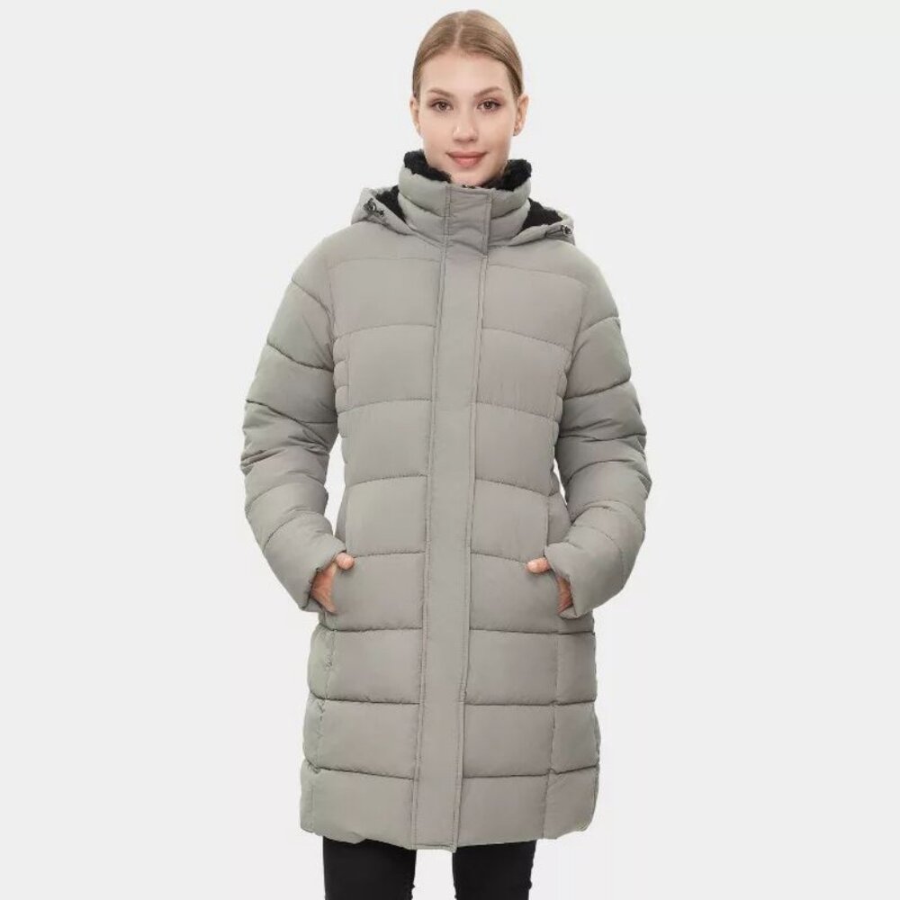 Rokka&Rolla Women's Insulated Long Winter Coat Fleece Hood Parka Jacket